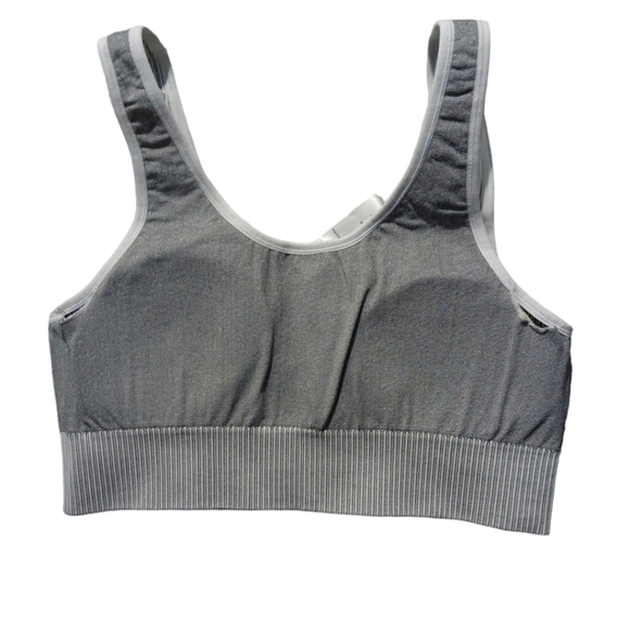 Good American White/Gray Ribbed Padded Sports Bra SZ 4/5 - Picture 5 of 10